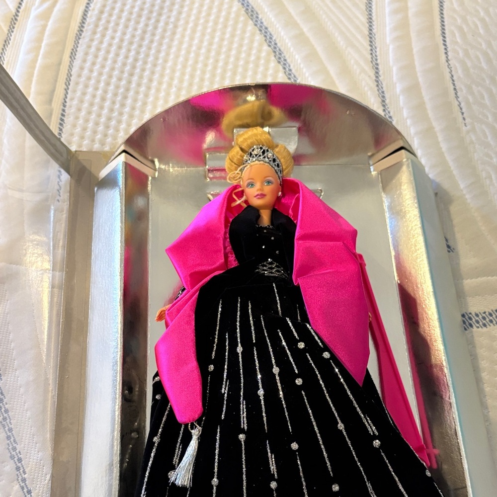 Barbie Holiday Doll in Black Gown with Hot Pink Cape